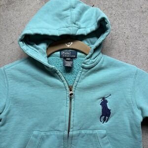 Polo Ralph Lauren Toddler Big Pony Hooded Zip Jacket‎ Aqua Blue 2T